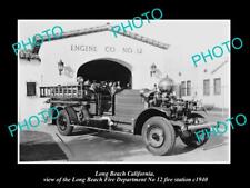 OLD HISTORIC PHOTO OF LONG BEACH FIRE DEPARTMENT CALIFORNIA No 12 STATION 1940 picture
