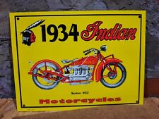 NEW OLD STOCK NOS METAL TACKER SIGN 1934 INDIAN MOTORCYCLES SERIES 402 MINT SIGN picture