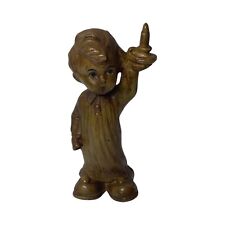 Vintage Fisk Tire Boy Holding Candle Faux Wood Finish Plastic Figurine Nursery picture