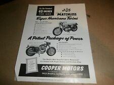Vintage 1957 AJS Super Hurricane Twins Matchless Motorcycle Advertising Paper picture