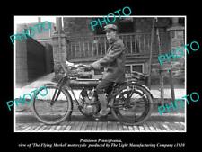 OLD HISTORIC PHOTO OF POTTSTOWN PENNSYLVANIA THE FLYING MERKEL MOTORCYCLE c1910 picture