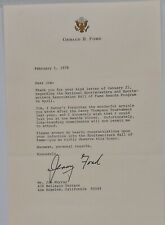 President Gerald Ford Signed Letter To Hall Of Fame Sportswriter Jim Murray picture