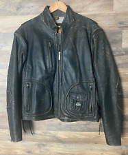 Harley Davidson Womens Leather Pan Head Jacket Vest Size 2XL Distressed picture