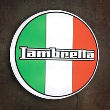 LAMBRETTA ITALIAN FLAG LED ILLUMINATED WALL LIGHT SIGN GARAGE MOPED SCOOTER MOD picture