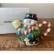 SNOWMAN Ceramic Teapot World Link Group Christmas Holiday Kitchen Collectible picture