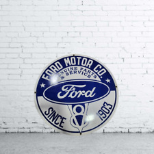 Ford Genuine Part: Porcelain Enamel Heavy Metal Sign 30 Inches Round SS picture