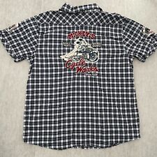 Disney Parks Shirt Adult XL Blue Plaid Mickey’s Cycle Works Chief Mechanic Mens picture