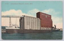 c 1910 Duluth, Minnesota Steamer Barge at Consolidated Elevator Vtg Postcard picture