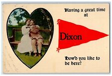 1914 Sweet Couple Hugging In Bench Having A Great Time Pennant Dixon CA Postcard picture