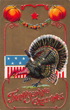 Thanksgiving Day, Patriotic Postcards, 3 Different Early cards, 1907-1910, Used picture