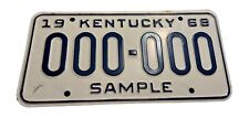 Vintage Kentucky 1968 SAMPLE License Plate # 000-000 picture
