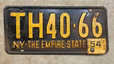 New York 1953 license plate TH 4066 1954 tab YOM DMV clear Ford Chevy Chrysler picture