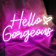 Dimmable Hello Gorgeous Pink LED Neon Light Sign For Gilr's Room Wall Decor Gift picture