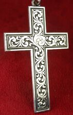 Catholic Bishop RARE Vintage Sterling Silver Rococo Style Vestment Cross Pendant picture