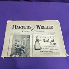 Harpers Weekly Newspaper 1890 No. 1760 Antique Original not repro. shows wear  picture