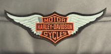 HARLEY DAVIDSON LARGE DARK GREY WINGS WITH RED LOGO SEW ON PATCH 12X4 INCH picture
