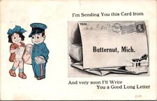 Butternut MI Greetings Messenger Mailman Delivery c1910 postcard DP4 picture