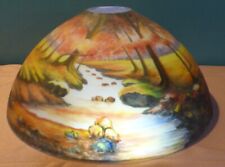 Vtg Reverse Painted Wooded Stream Underlay Reproduction Glass Lamp Shade 15 5/8