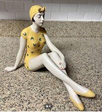 BATHING BEAUTY FIGURINE YELLOW SWIMSUIT My Swanky Home Design Vintage Collector picture