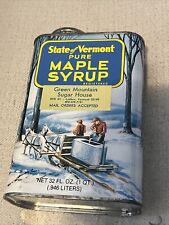 Vintage State Of Vermont pure Maple Syrup Tin 32 Oz picture