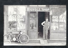 REAL PHOTO MINNEAPOLIS MINNESOTA EGEBERG BICYCLE SHOP MOTORCYCLE POSTCARD COPY picture