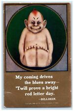 1909 My Coming Drives The Blues Away Billiken Waseca Minnesota MN Postcard picture