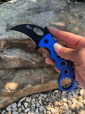 Karambit Spring Assist Open Pocket Knife Claw Folding Tactical Knife Blue EDC picture