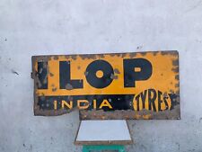 Vintage Dunlop Tyres India Advertisement Porcelain Enamel Yellow Tin Sign Board picture