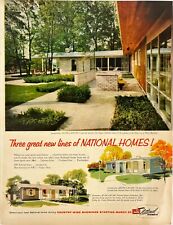 National Homes Mid Century House Designs Architecture Vtg Print Magazine Ad 1957 picture