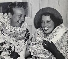 Hollywood Actress Jeanette MacDonald & Husband Wearing Leis Small Vintage Photo picture