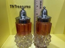 Indiana Glass Ruby Red Flash Kings Crown Diamond Point VTG Salt & Pepper Shakers picture