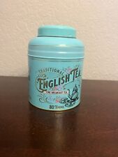 Tin Can Victorian Retro Style Traditional English Tea Round Turquoise-Mint Empty picture