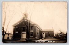c1909 RPPC Lutheran Church MENDON Illinois IL Rare ANTIQUE Real Photo Postcard picture