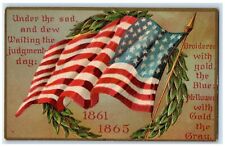 c1910's Patriotic Flag Whreath Winsch Back Embossed Gel Gold Gilt Postcard picture