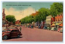1940 Main Street Business Center Greenfield Massachusetts MA Vintage Postcard picture