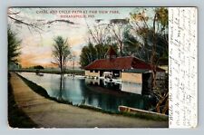 Indianapolis IN, Fairview Park Canal, Cycle Path, Indiana c1906 Vintage Postcard picture