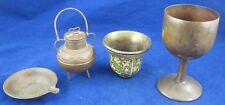 Vintage Lot BRASS COLLECTION Chalice Pot Hunting Vessel Pan Patina Rustic Patina picture