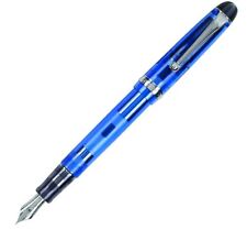 Pilot Custom 74 Fountain Pen in Blue with Silver Trim - 14K Gold Fine Point -NEW picture