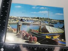 Malta Fisherman at Marsaxlokk POSTCARD Posted international stamps picture