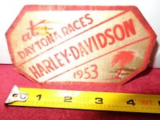ANTIQUE 4 1/2 x 2 1/2 in HARLEY DAVIDSON MOTORCYCLES PATCH DAYTONA RACES #Z 229 picture