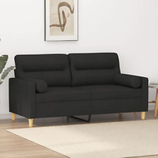 NNEVL 2-Seater Sofa with Throw Pillows Black 140 cm Fabric picture