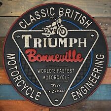 Triumph Bonneville Motorcycle Cast Iron Plaque Sign With Antique Finish picture