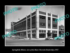 OLD 8x6 HISTORIC PHOTO OF SPRINGFIELD ILLINOIS BATES CHEVROLET DEALERSHIP 1955 picture