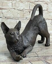 Real 100% Bronze Miniature Cat Figure Home Office Decoration Statue Gift Animal picture