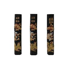 3 Pcs Chinese Calligraphic Black Ink Sticks w Gold Dragon Characters ws3153 picture