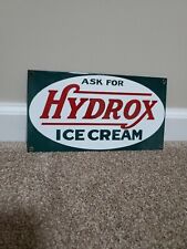 c.1950s Original Vintage Ask For Hydrox Ice Cream Sign Metal Porcelain Dairy Oil picture
