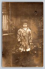 RPPC Girl Child Wearing Beautiful Fur Coat w/ Hat ANTIQUE Postcard NOKO 1907-20s picture