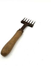 Vintage Antique Wood Handle Wooden Ice Pick 6 Prong 8” Ice Chipper Shaver picture