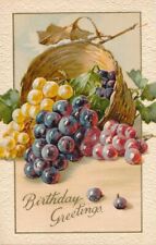 BIRTHDAY - Basket Of Grapes Birthday Greetings Postcard picture