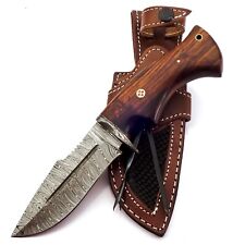Lot of 10 Custom Handmade Damascus Steel Bowie Hunting Knife Rose Wood Handle picture